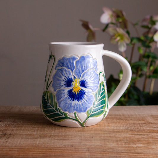 Tall Blue Pansy Mug #1 [15oz]