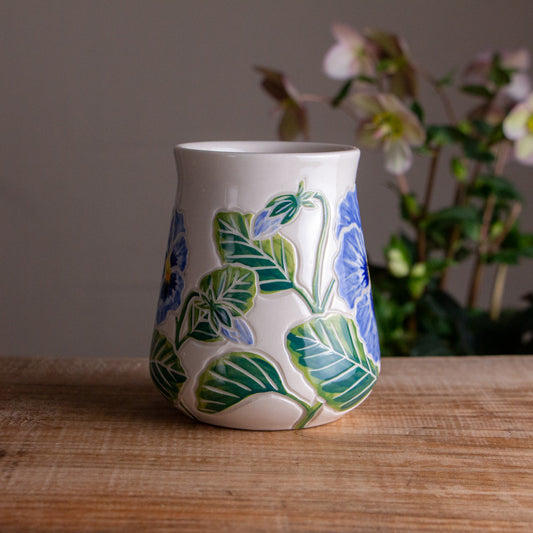 Tall Blue Pansy Mug #1 [15oz]