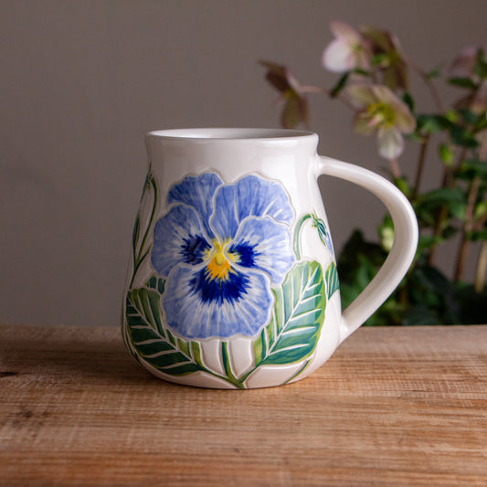 Tall Blue Pansy Mug #2 [18oz]