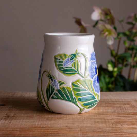 [SECONDS] Tall Blue Pansy Mug #3 [19oz]