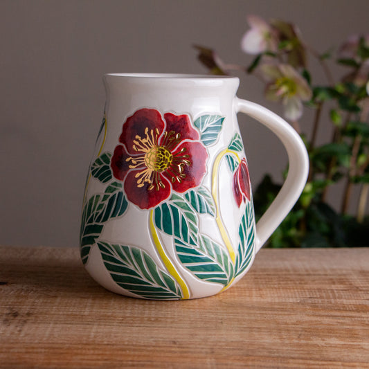 Tall "Anna's Red" Hellebore Mug #1 [22oz]