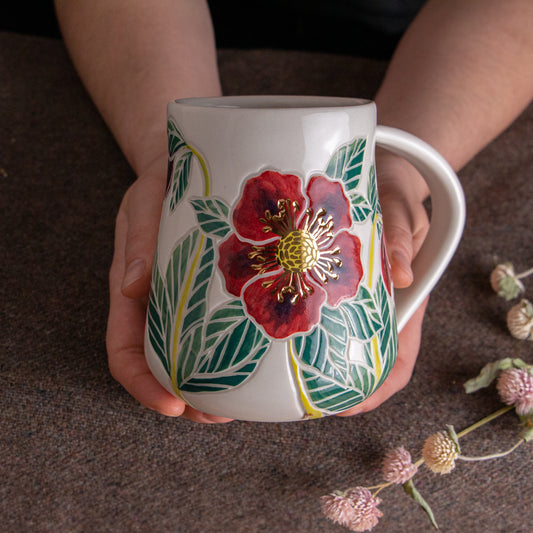 Tall "Anna's Red" Hellebore Mug #2 [19oz]