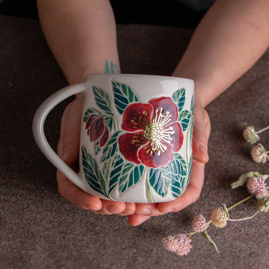 "Anna's Red" Hellebore Mug
