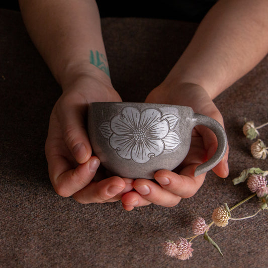 Gray Sandstone Dogwood Cappuccino Cup #2 [6oz]