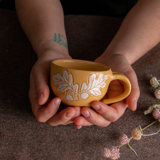 Yellow Oak Sprig Cappuccino Cup [6oz]
