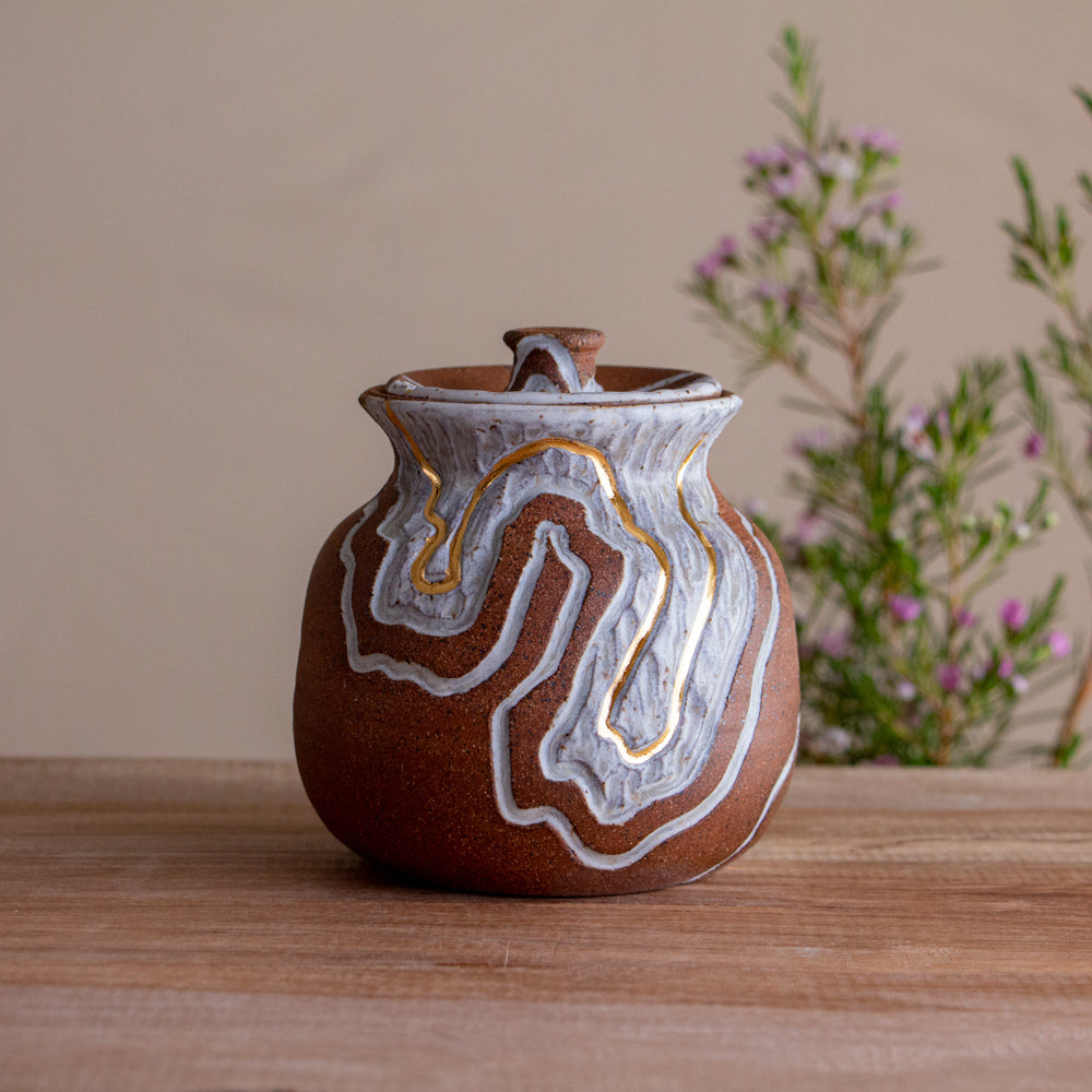 Stoneware Canyon Trail Lidded Jar