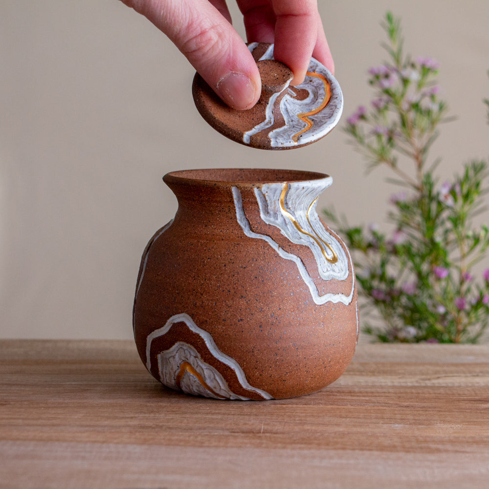 Stoneware Canyon Trail Lidded Jar