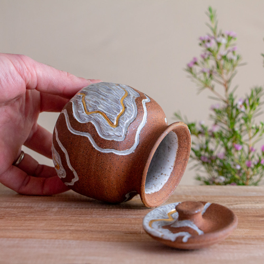 Stoneware Canyon Trail Lidded Jar