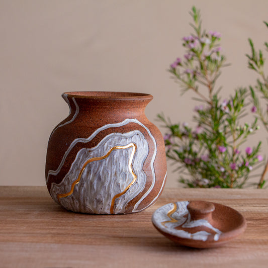 Stoneware Canyon Trail Lidded Jar