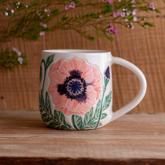 Peach Poppy Botanic Mug