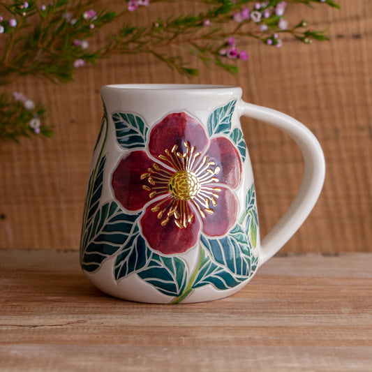 Tall "Anna's Red" Hellebore Mug #4 [17oz]