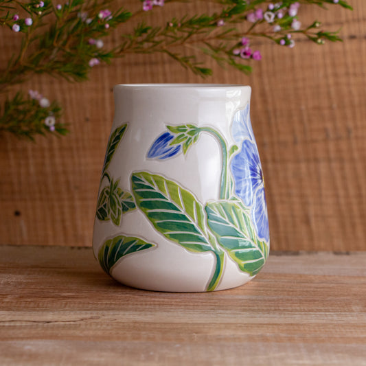 Tall Blue Pansy Mug #2 [17oz]