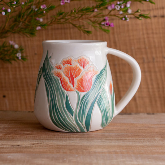 Tall Peach Tulip Mug #3 [18oz]