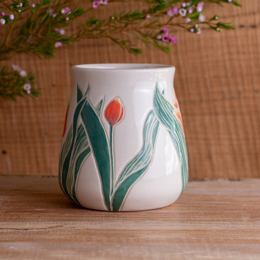 Tall Peach Tulip Mug #3 [18oz]