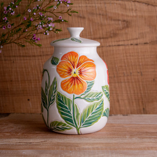 Pansy Lidded Jar / Canister