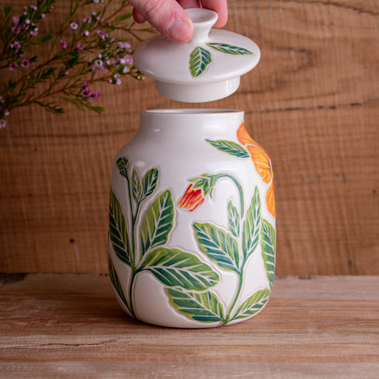 Pansy Lidded Jar / Canister