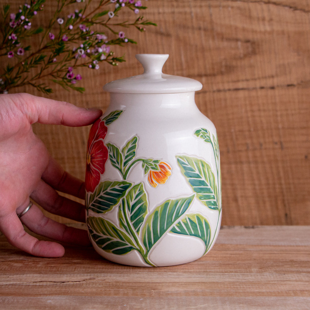 Pansy Lidded Jar / Canister
