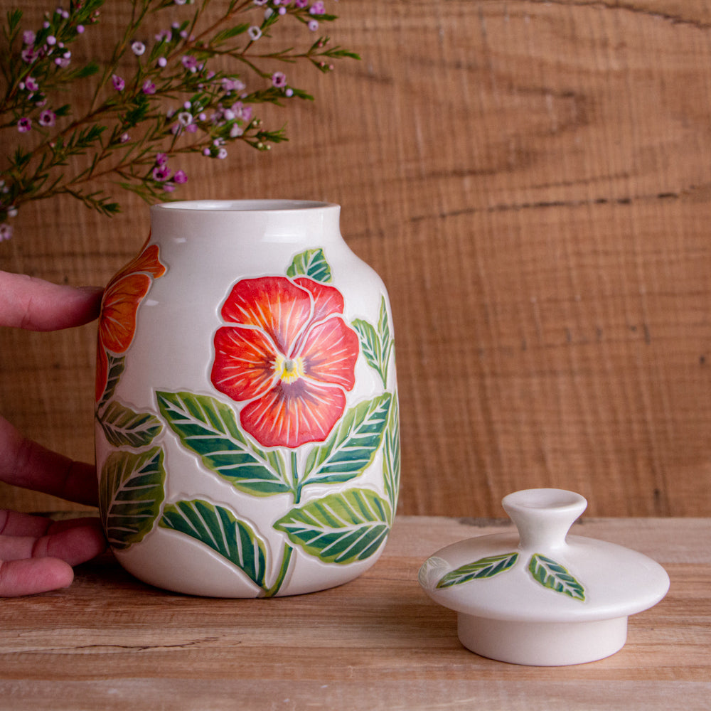 Pansy Lidded Jar / Canister