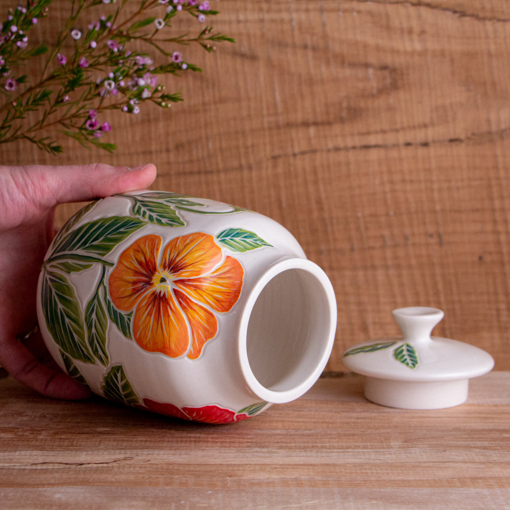 Pansy Lidded Jar / Canister