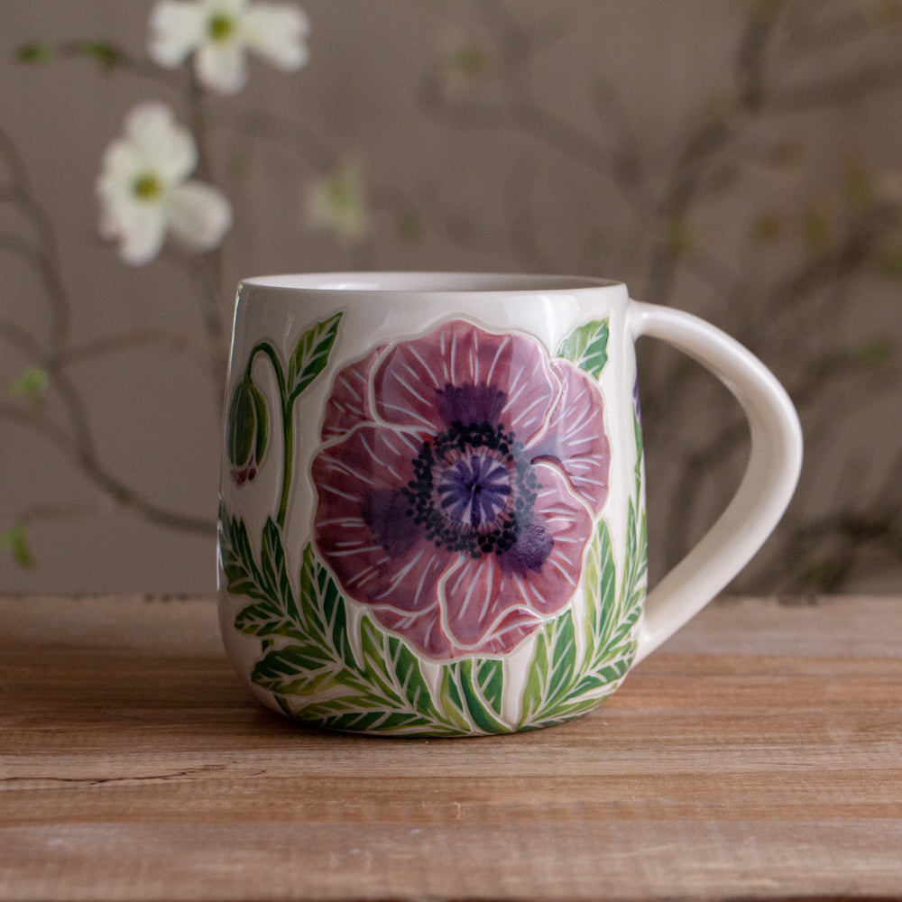 Purple Poppy Botanic Mug 16-17oz