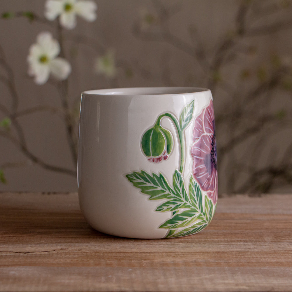 Purple Poppy Botanic Mug 16-17oz