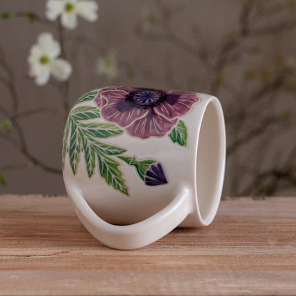Purple Poppy Botanic Mug 16-17oz