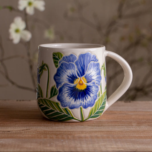 Blue Pansy Botanic Mug 16oz