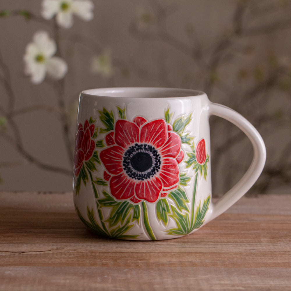 Red Anemone Mug 14-15oz