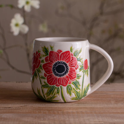 Red Anemone Mug 14-15oz