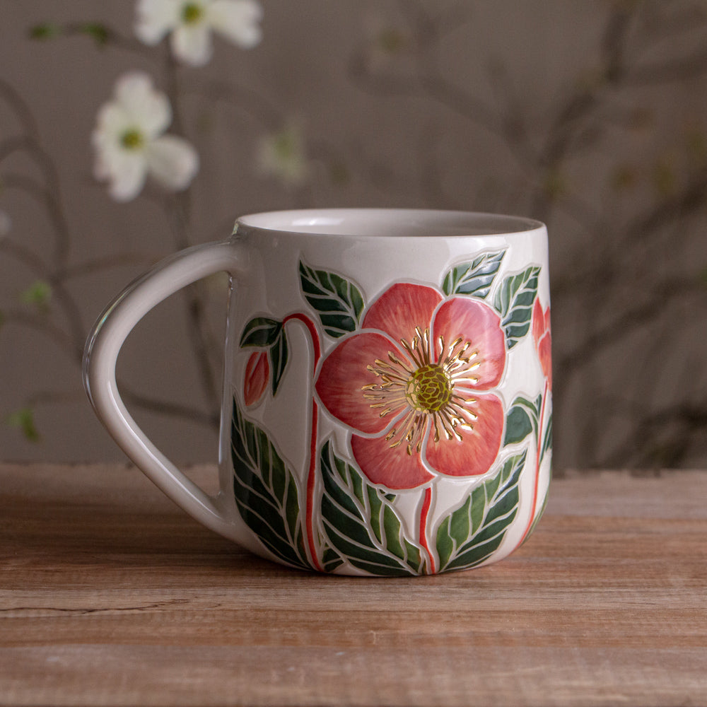 Pink Hellebore Mug 14-15oz