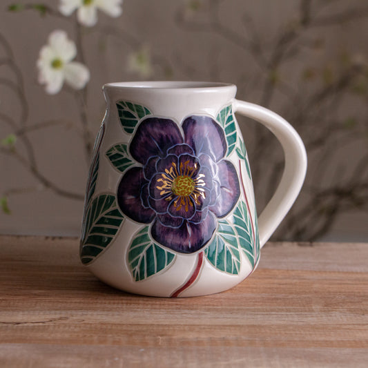 Tall Purple Hellebore Mug #1 [20oz]