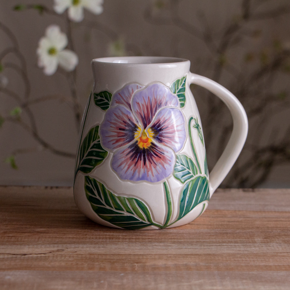 Tall Purple Pansy Mug #1 [19oz]