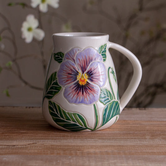 Tall Purple Pansy Mug #1 [19oz]