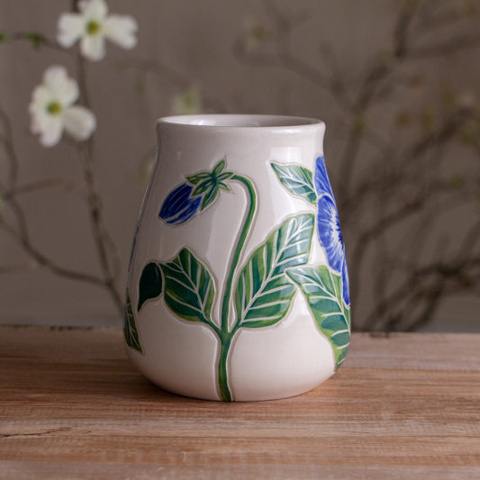 Tall Blue Pansy Mug #1 [21oz]