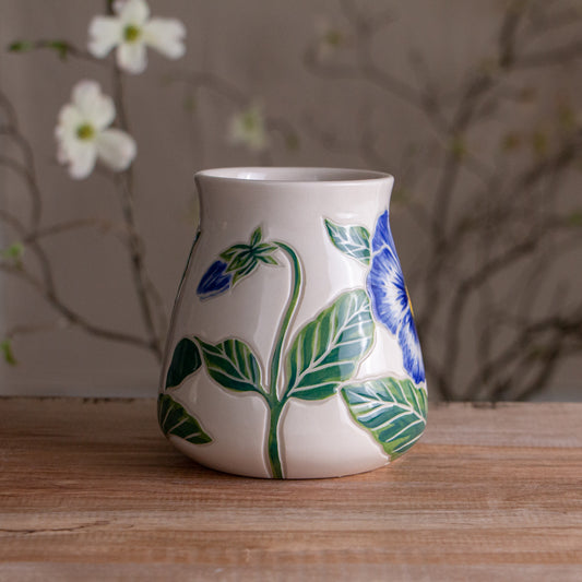 Tall Blue Pansy Mug #2 [18oz]