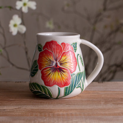 Tall Orange Pansy Mug #1 [18oz]