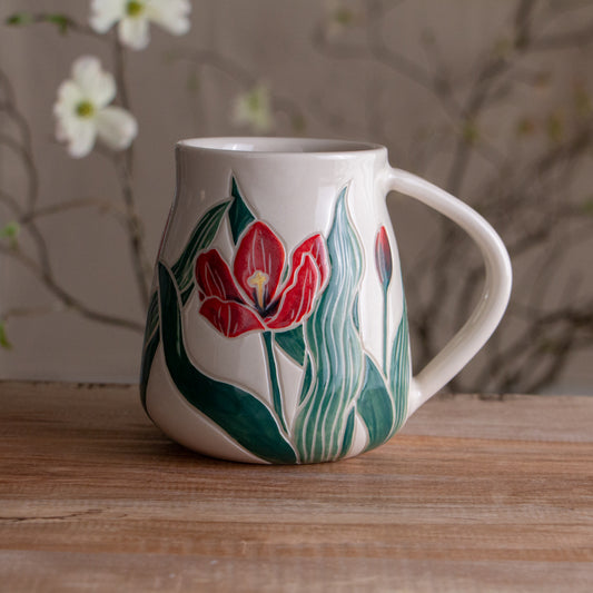 Tall Red Tulip Mug #3 [19oz]