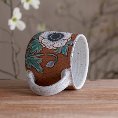 White Anemone Stoneware Mug #1 [14oz]