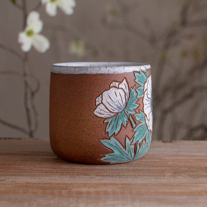 White Anemone Stoneware Mug #2 [15oz]