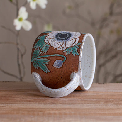 White Anemone Stoneware Mug #2 [15oz]