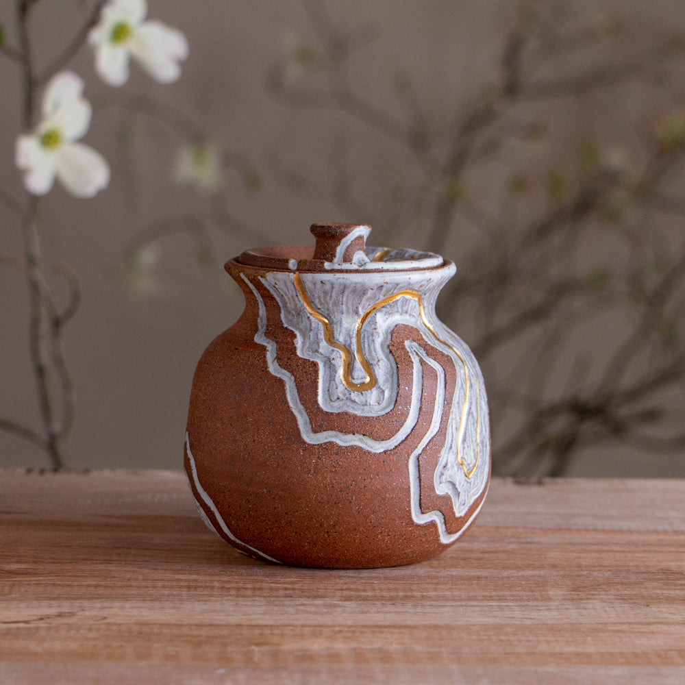 Stoneware Canyon Trail Lidded Jar