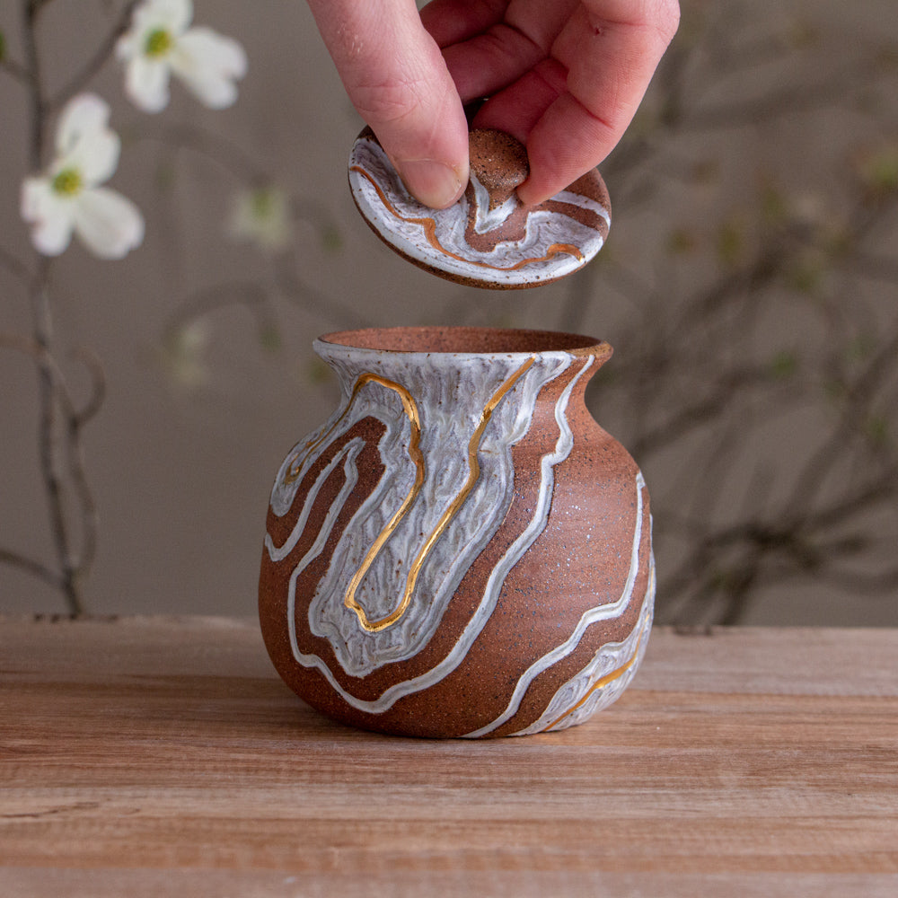 Stoneware Canyon Trail Lidded Jar