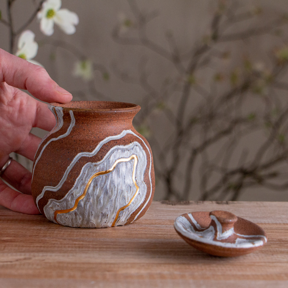 Stoneware Canyon Trail Lidded Jar