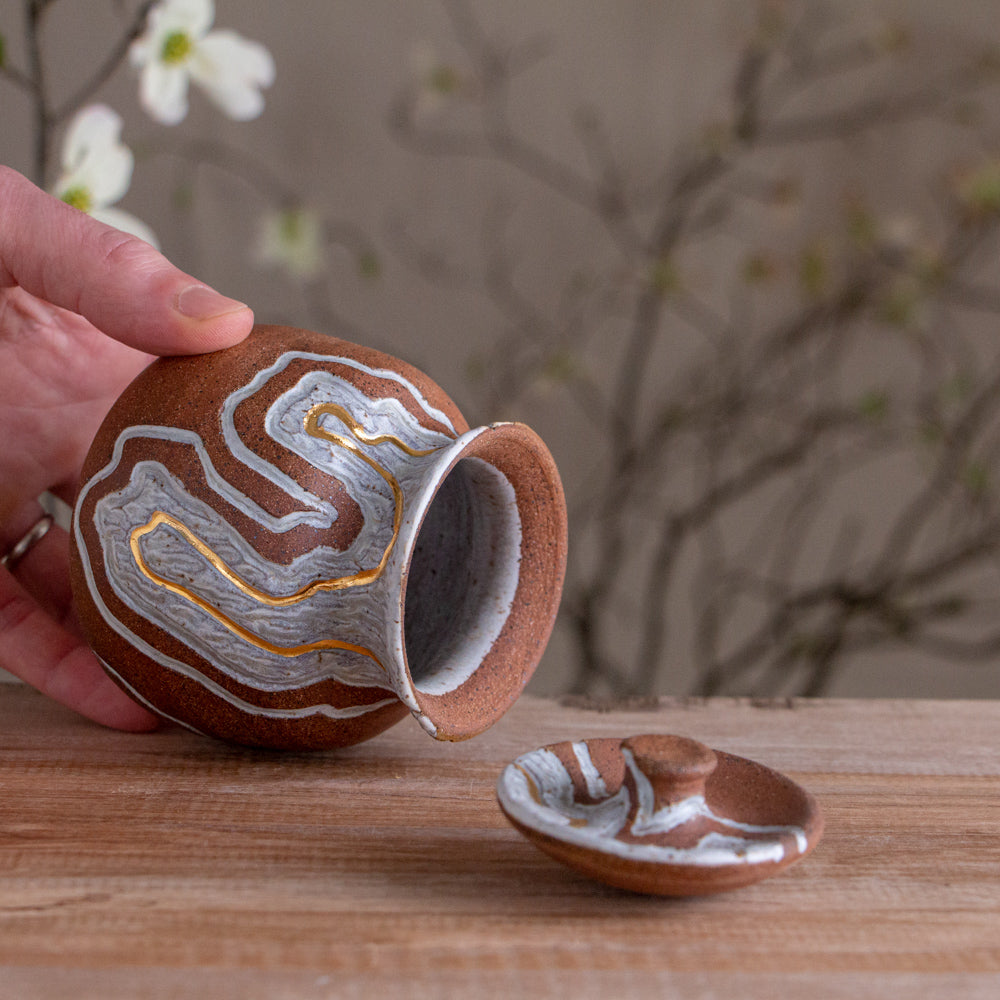 Stoneware Canyon Trail Lidded Jar