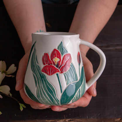 Tall Red Tulip Mug #2 [18oz]