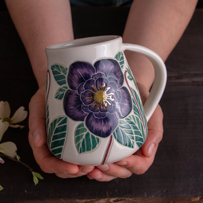 Tall Purple Hellebore Mug #2 [20oz]