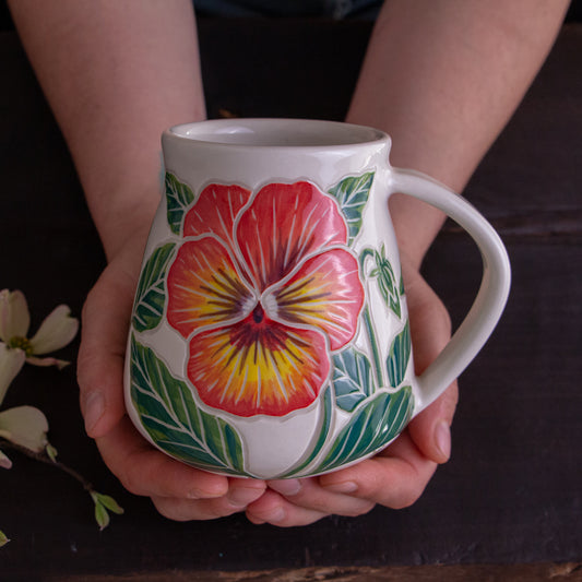 Tall Orange Pansy Mug #2 [19oz]