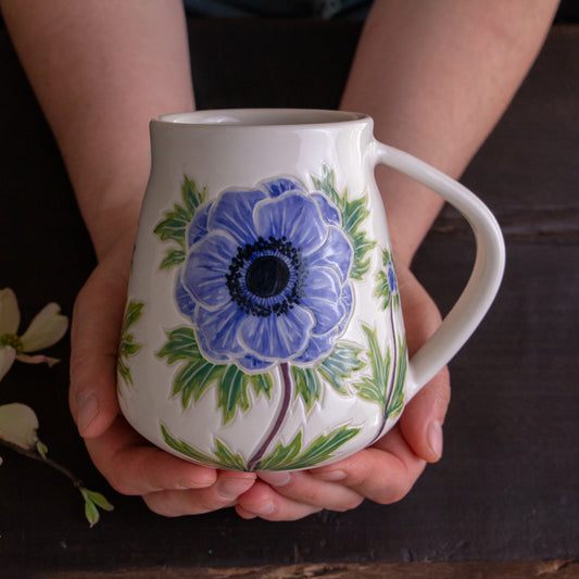 Tall Blue Anemone Mug #2 [20oz]