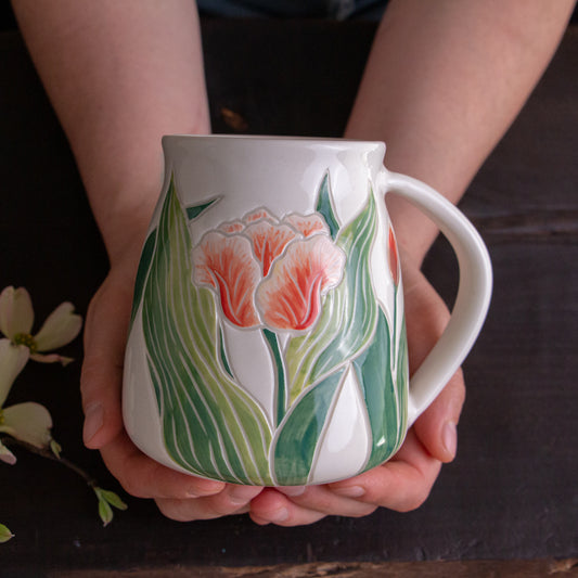 Tall Peach Tulip Mug #2 [19oz]