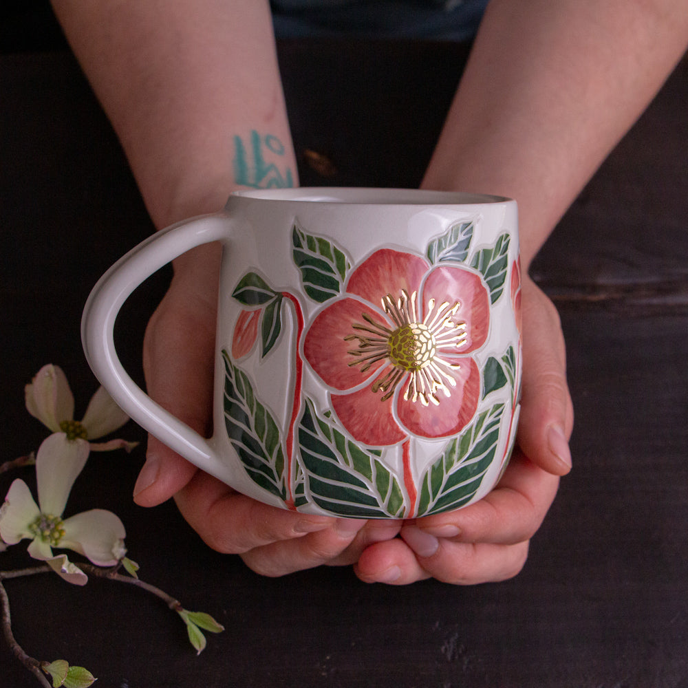 Pink Hellebore Mug 14-15oz
